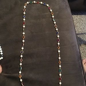 Rainbow stone long necklace!